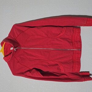 Lululemon Blissed Out Jacket Womens Small Zip Up Love Red Tencel Terry Yoga